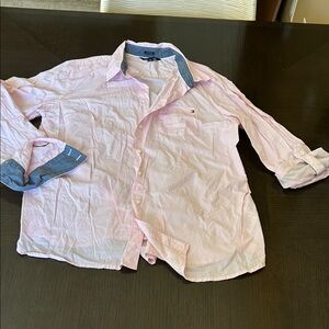 Tommy Hilfiger Light Pink Contrast-Cuff Button-Down Shirt
